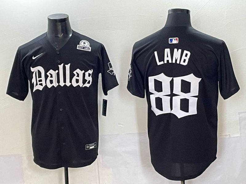 Men 2025 Nike Dallas Cowboys #88 Lamb Black 5th generation Joint Name Limited NFL Jersey 09